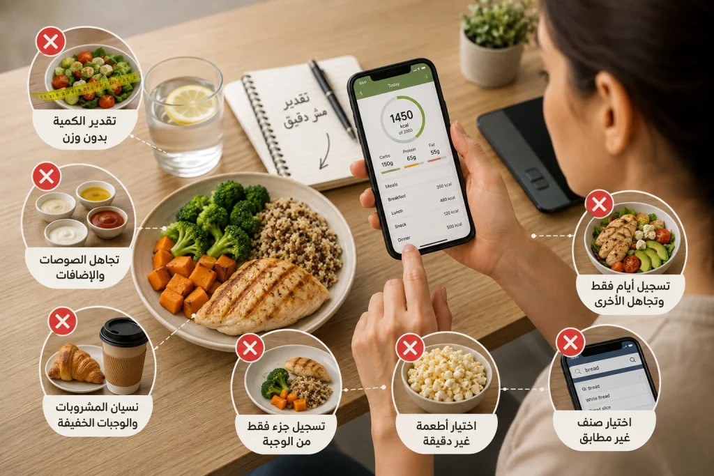 أخطاء تسجيل الطعام
